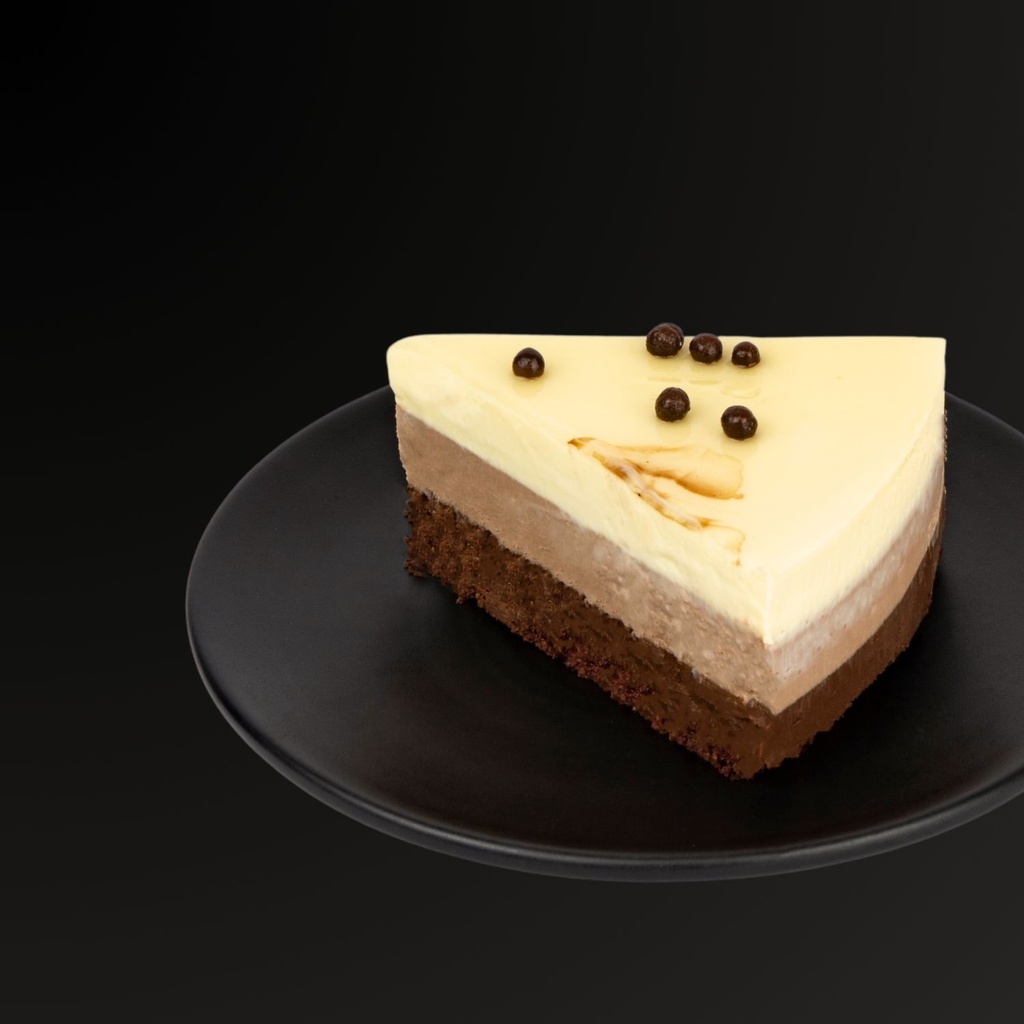 Trio Chocolate Mousse Cake-slice