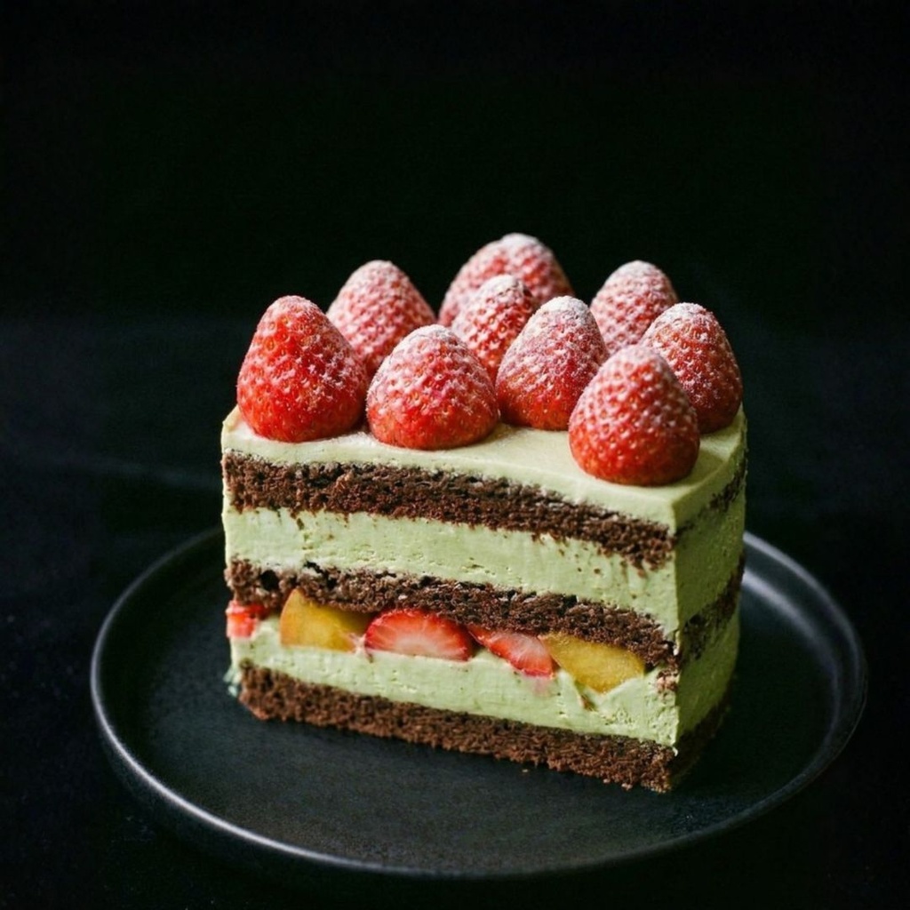 Strawberry & Matcha Fresh Cream Cake
