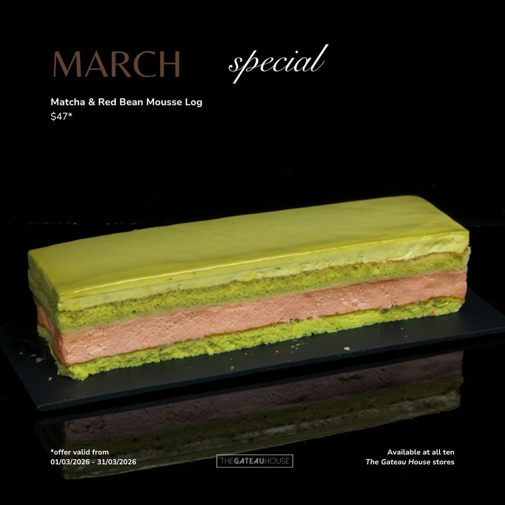 Matcha & Red Bean Mousse Log